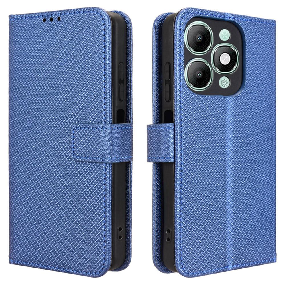 For Itel A90 4G Leather Wallet Case with Strap Diamond Texture Phone Cover