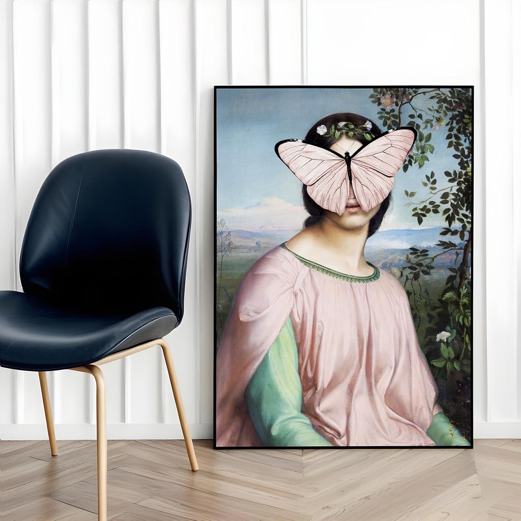 Plakat portret motyl pop art