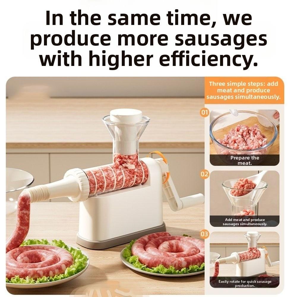 Large Capacity Sausage Making Tool with 3 Filling Nozzles Manual  Meat Stuffer  Kitchen Gadget