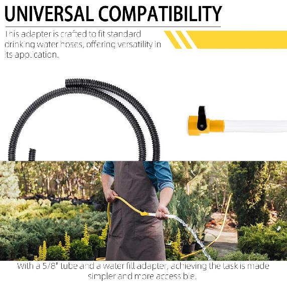 40003 RV Water Fill Adapter with Hose for Quick Filling of Your RV's Gravity Water Fill Adapter Fits Standard Drinking Waters Hoses - Features a 5/8"