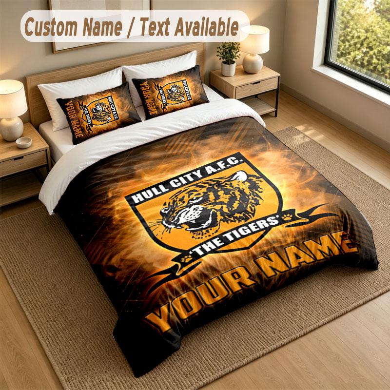 Bedding Set 1 Duvet Cover 2 Pillowcases Hull FC Print Soft Bed Linen Bedroom Decor