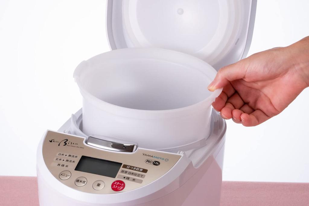 Yamamoto Electric Rice Polishing Machine for Home Use Made In Japan Shin Bisen Rice Separated Germ Easy Operation White Wash-Free YE-RC17A-WH