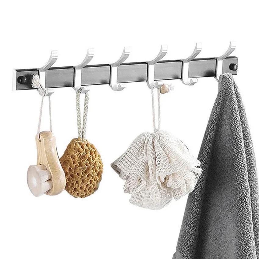 Creative Hook Wall Mounted Coat Hook Bathroom Rack Coat And Hat Free Punching Storage Rack for Clothes Hats Towels Keys