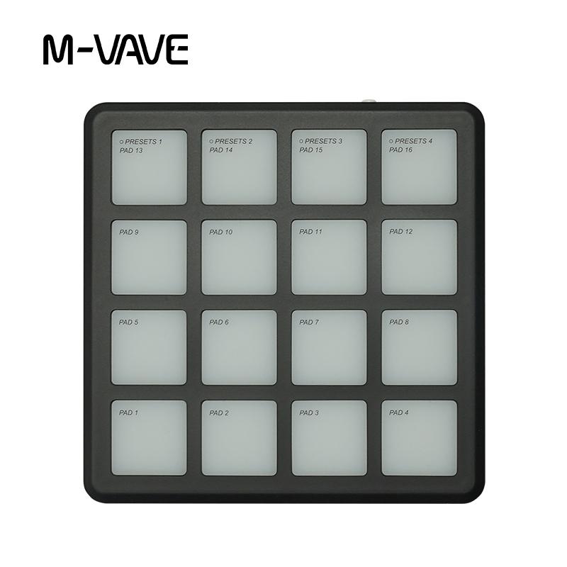 M-VAVE SMC-PAD Беспроводной MIDI-контроллер Подходящая перкуссионная клавиатура Интерфейс USB-C Портативный дизайн Маленький MIDI-пэд для начинающих