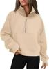 Women's Half-Zip Stand Collar Velvet Hoodie Jacket - Autumn/Winter Collection