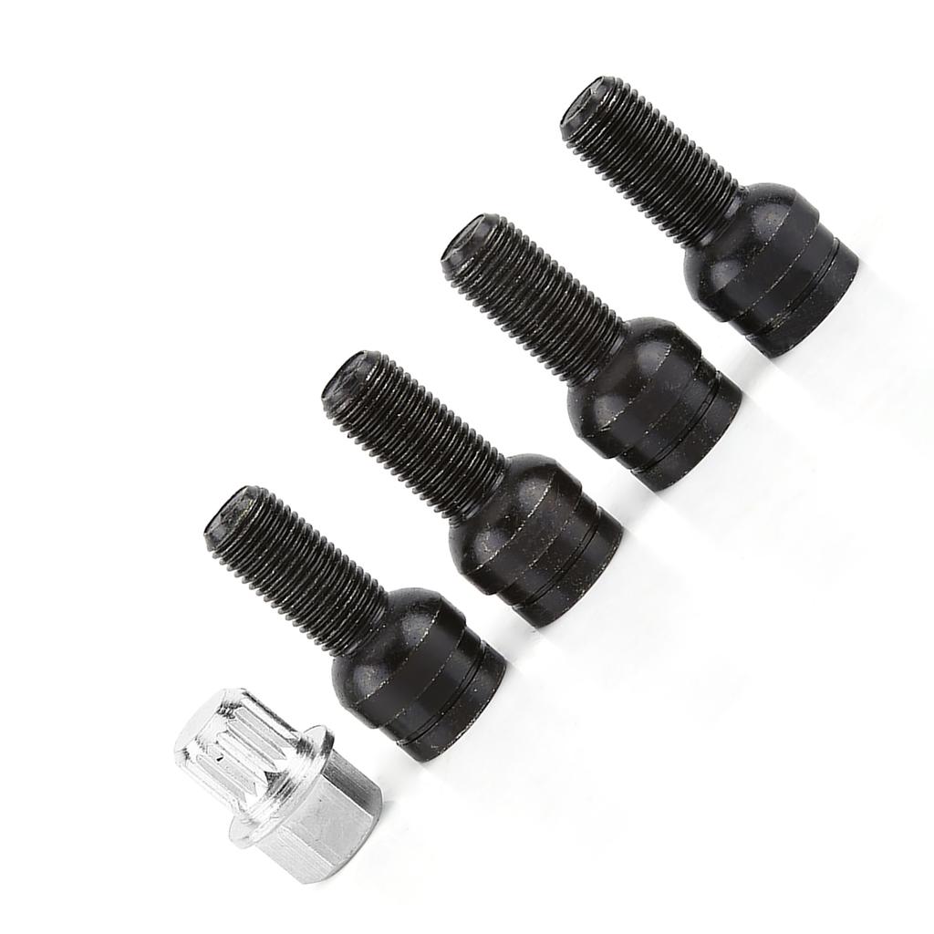 4+1 M14*1.5MM Black Steel Wheel Bolt & Lock Lug Nut Set With Key