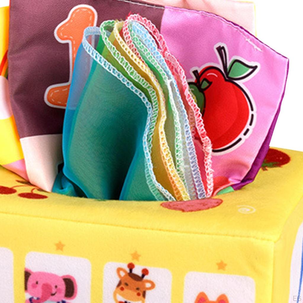 Baby Tissue Box Sensory Toy Busy Pulling Counting Motor Skills Montessori Crinkle