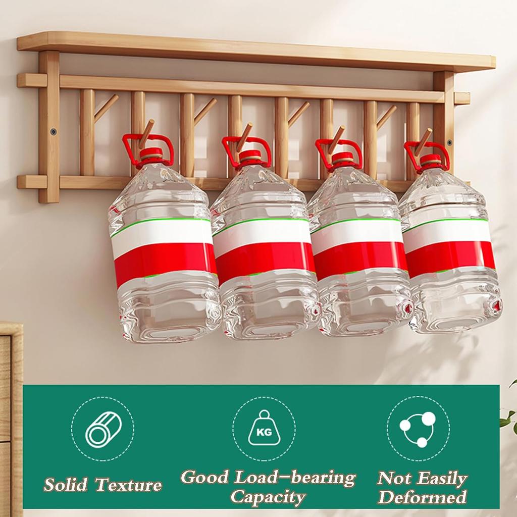 Coat Hooks Wall Mounted, Floating Shelf with Hat Rack,Space Saving,Home Essentials,Sturdy,for Hallway,Living Room,Bedroom(Wood Color,80 * 23 * 12cm)