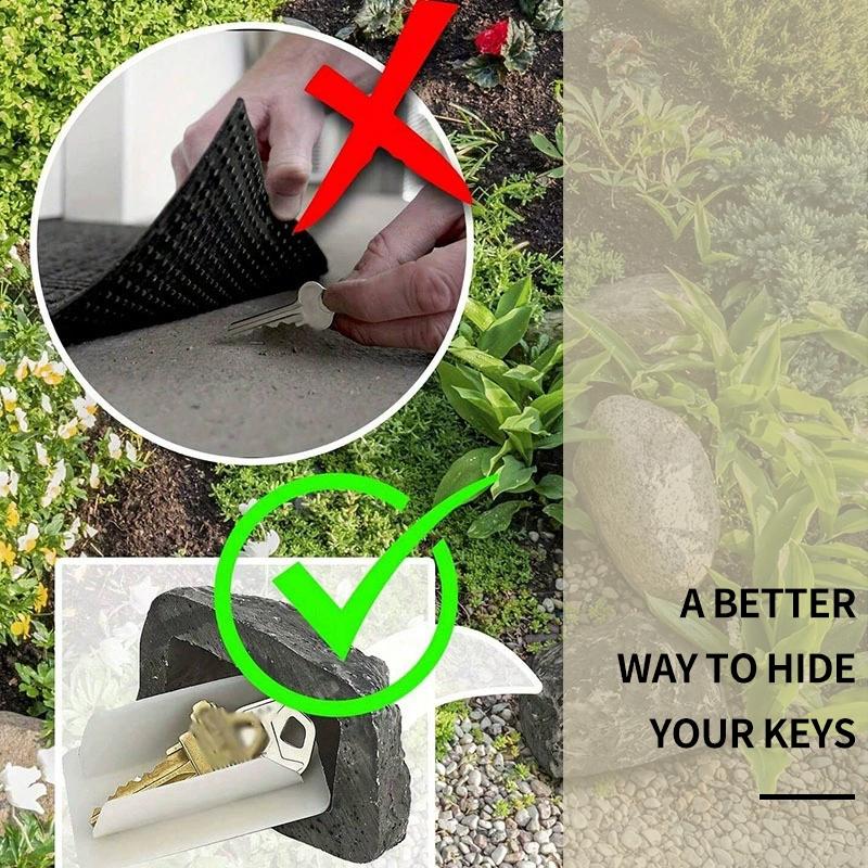 Stone Shape Key Holder Plastics Key Storage Box Hider Key Security Safe Simulation Stone Outdoor Courtyard Decor