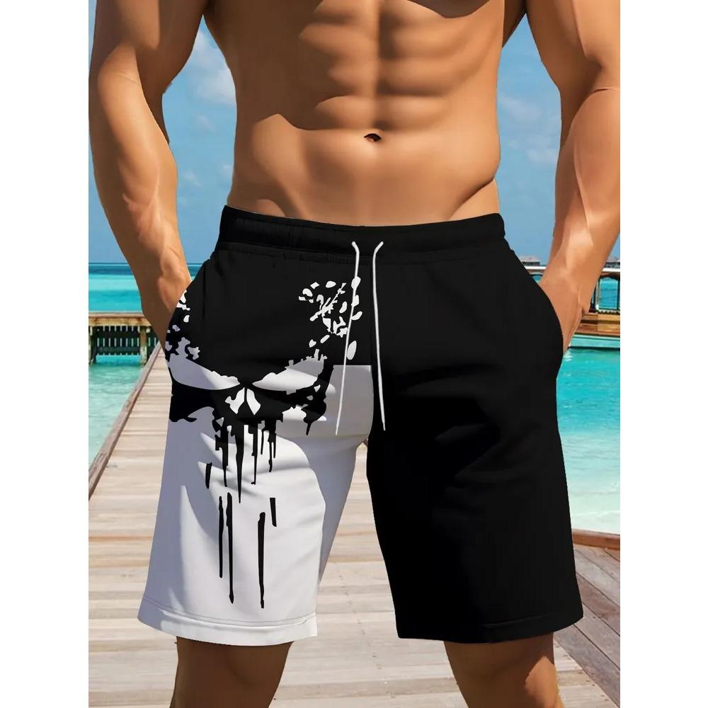 

Fashionable Comfortable Plus Size Drawstring Loose 3D Print Beach Shorts Men Colorful Summer Casual Holiday Short Pants Loose Surf Swim Shorts S