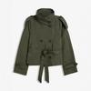 Women's Spring/Fall Retro Notched-Collar Double-Breasted Coat with Drawstring—Versatile Long-Sleeve Cropped Trench Coat