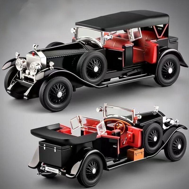 1/24 Rolls-Royce Phantom I Alloy Classic Luxy Car Model Diecast Metal Toy Retro Old Vehicles Car Model Sound and Light Kids Gift