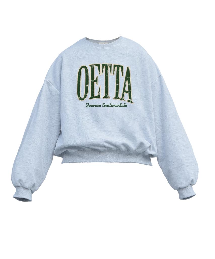 Oeta Classic Green Logo Double Cotton Overshoulder Balloon Fit Sweatshirt