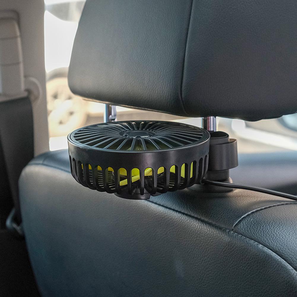 USB Car Seat Headrest Fan 360 Rotatable Cooling Backseat Fan Vehicle Rear Headrest Fan Summer Accessories for Sedan SUS RV Truck