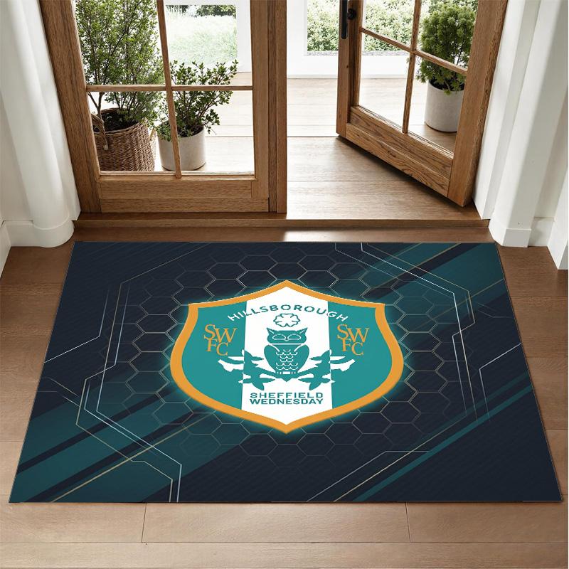 Sheffield Wednesday Design Crystal Velvet Rug Soft Decorative Mat for Bedroom Entrance