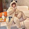 Pijamale de iarnă din bumbac cu trei straturi pentru femei, catifea coral, pijamale calde din flanel Set de acasă Set poate fi purtat afară