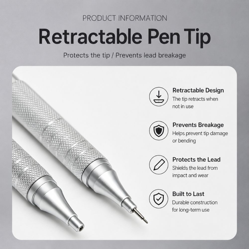 Creion mecanic 0,5/0,7 mm Metal Creion cu mină HB Portabil Creion de desenat Scriere
