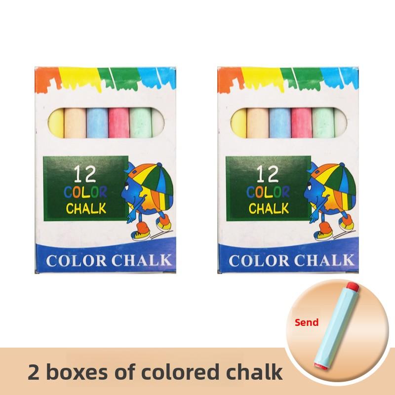 12 PCS Dustless Chalk Colored / White Non-Toxic Dust-Free Vibrant Blackboard Kids Teachers Stationery Office School Supplies
