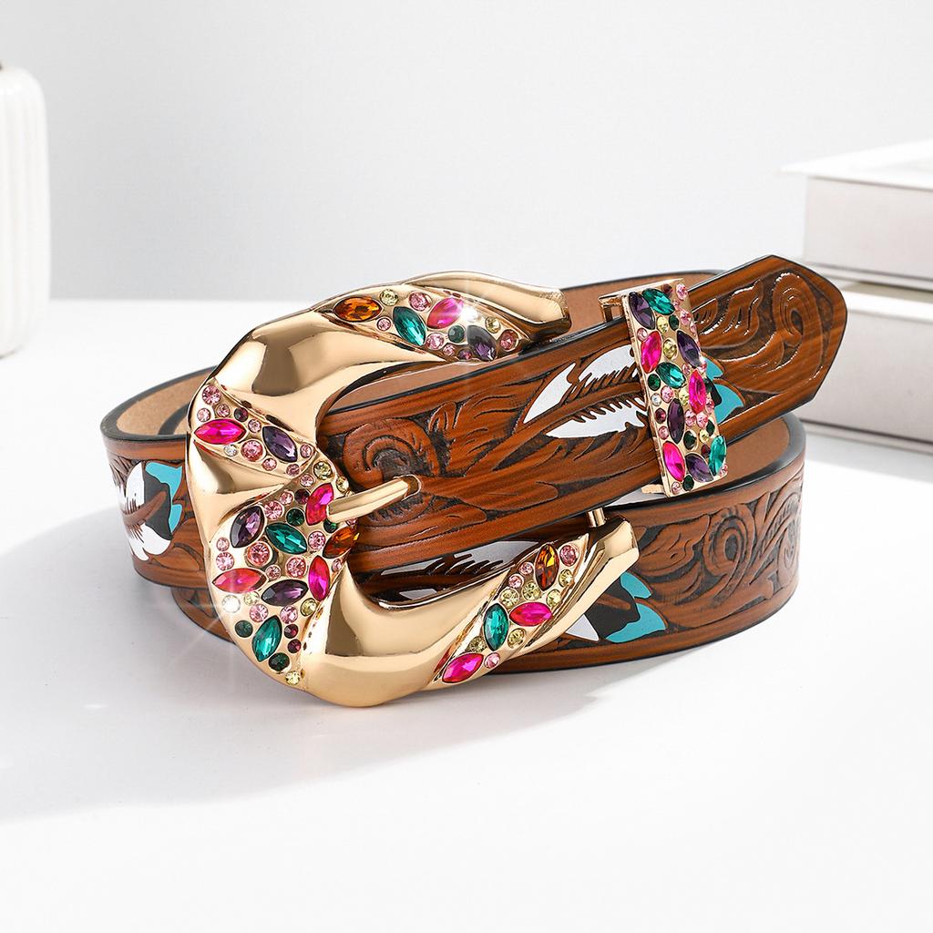 Fashion Floral Pattern Ladies Girdle Belt Stylish Versatile Waist Accessories For Women Trendy Design European And American Style