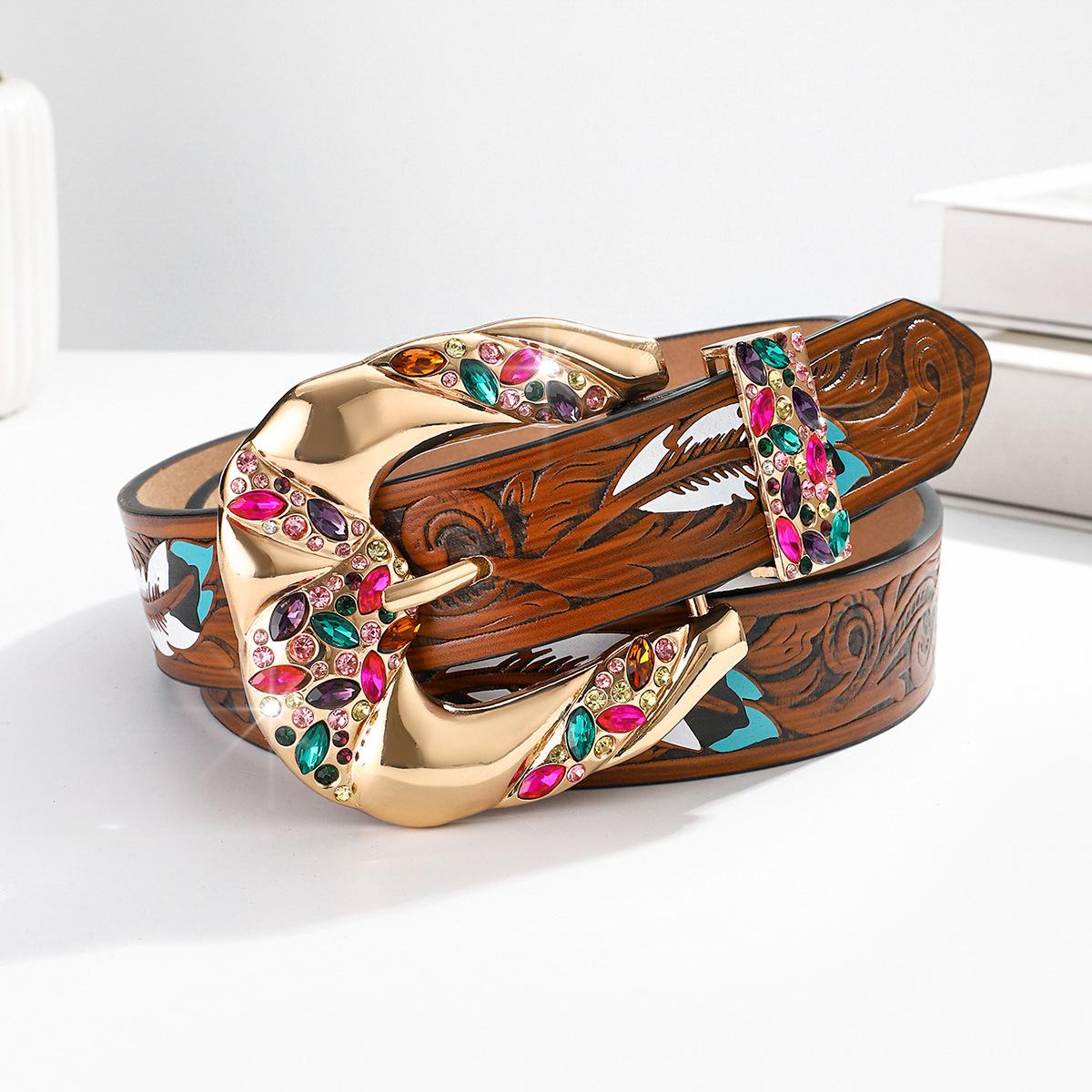 

Модный женский пояс с цветочным узором, стильные универсальные аксессуары для талии для женщин, модный дизайн, европейский и американский стиль 115CM