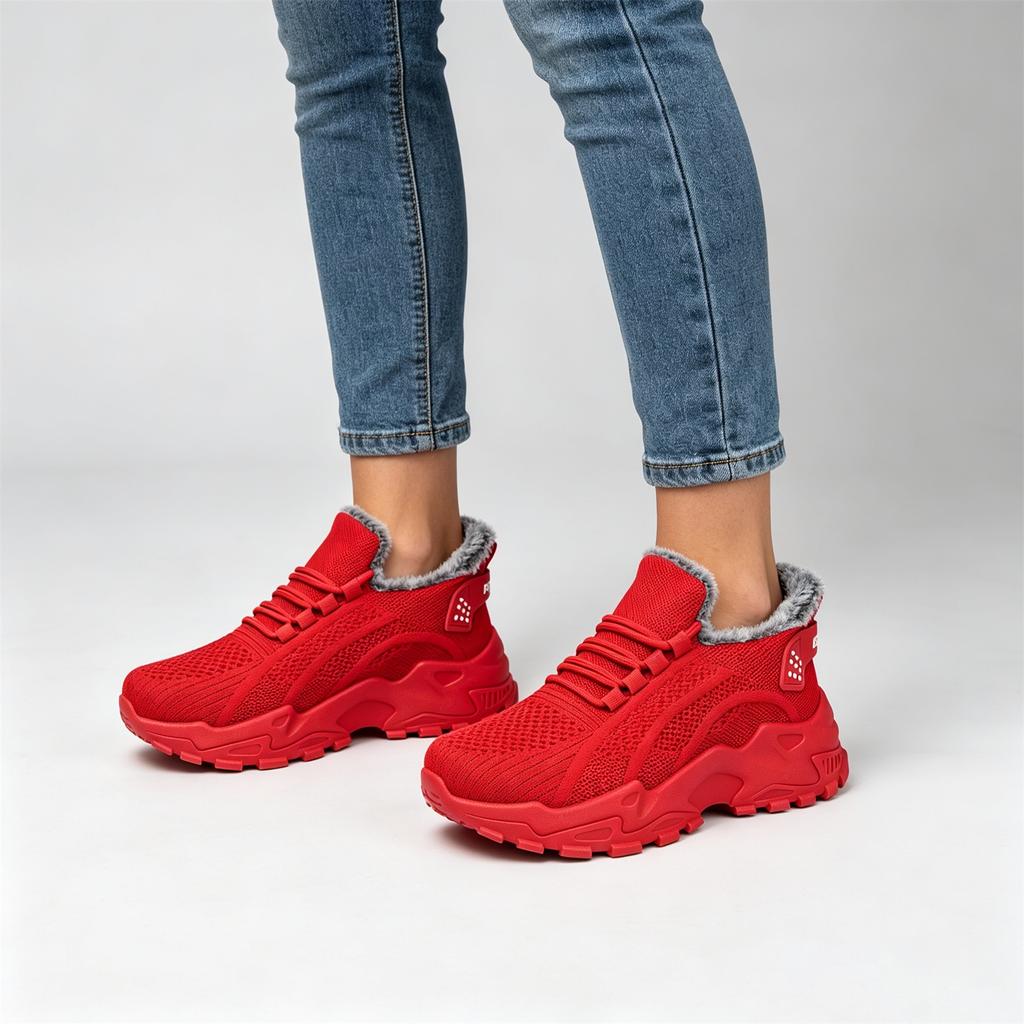 Women's Plus Size Lined Lace-Up Winter Shoes, Warm Casual Footwear for Cold