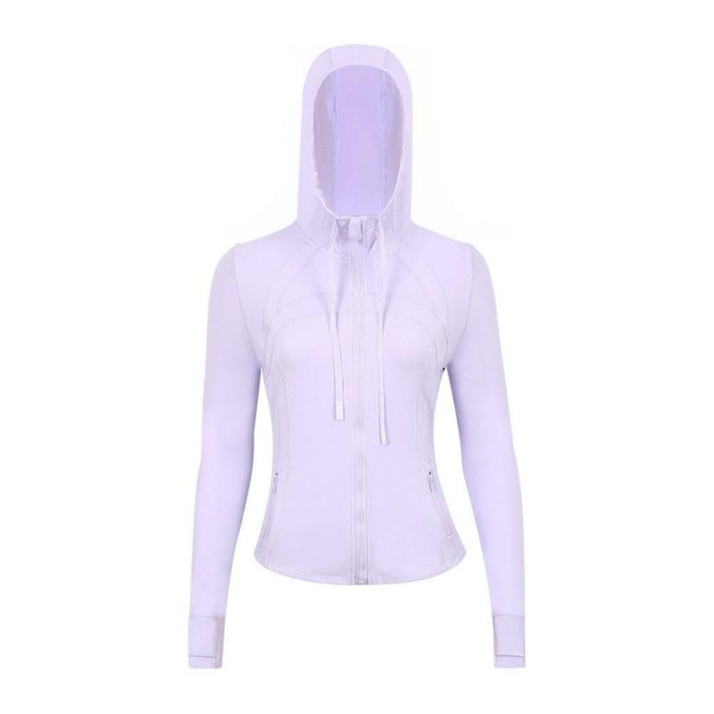 Damen atmungsaktive Kapuzen-Yogajacke Langarm Fitness Top Activewear