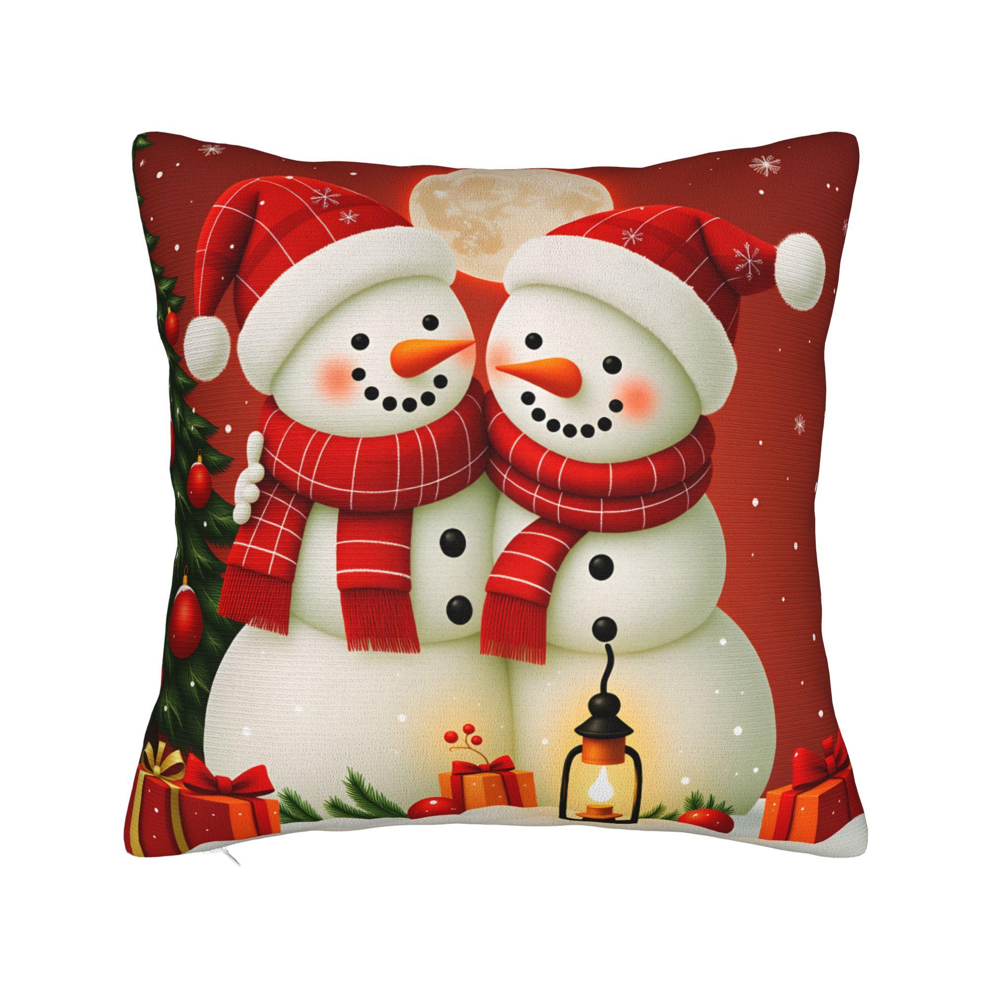 

Christmas Santa Snowman Pillow Cover Cute Funny Pillow Case For Sofa Couch Bed Living Room Soft Pillowcases Birthday Gift 50*50cm