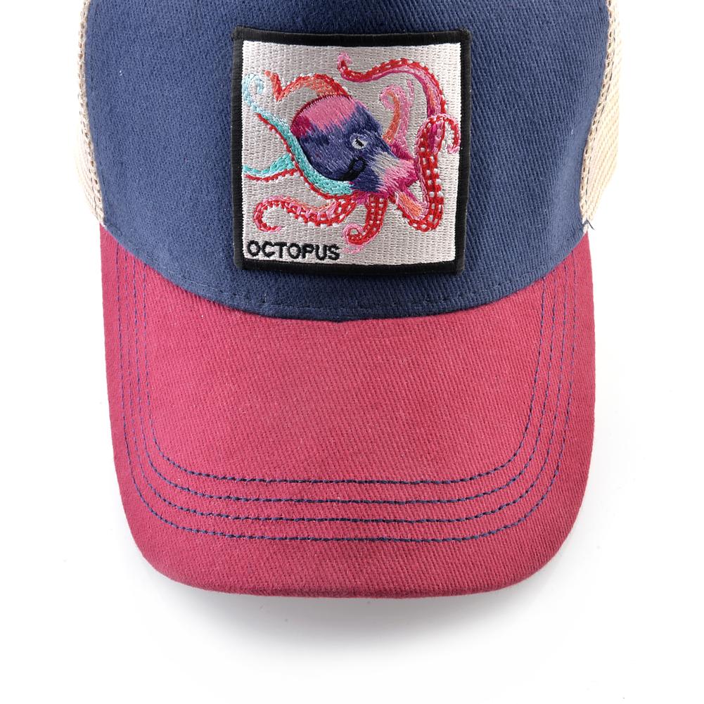 Erkekler ve Kadınlar İçin Ahtapot Yamalı Unisex Beyzbol Şapkası Dört Mevsim Snapback Kamyoncu Şapkaları Açık Hava Nefes Alabilir Rahat Spor Şapkası