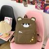 New cute canvas brown milk white bear large capacity versatile student soft girl backpack cartoon schoolbag