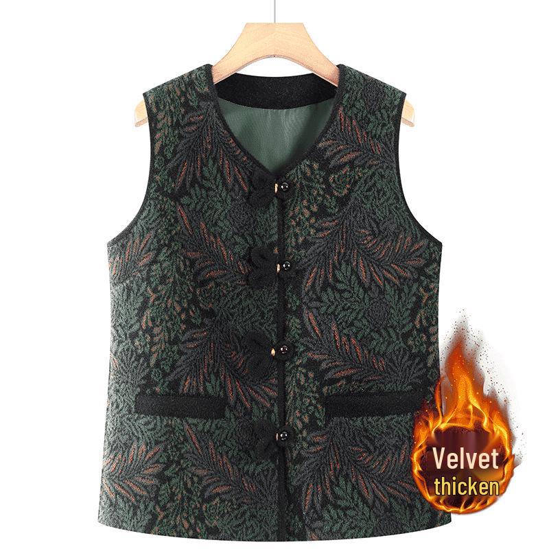 Plus Velvet Autumn/Winter Vest for Middle-Aged & Elderly Women - Button-Up, Grandma, Warm, Thicker Design