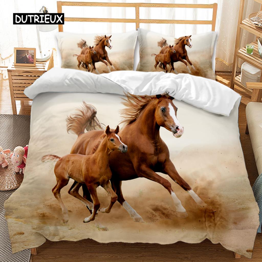 Horse Duvet Cover Set Horse Running In Starry Sky Print Twin Bedding Set for Adults Animal Queen King Size Polyester Qulit Cover