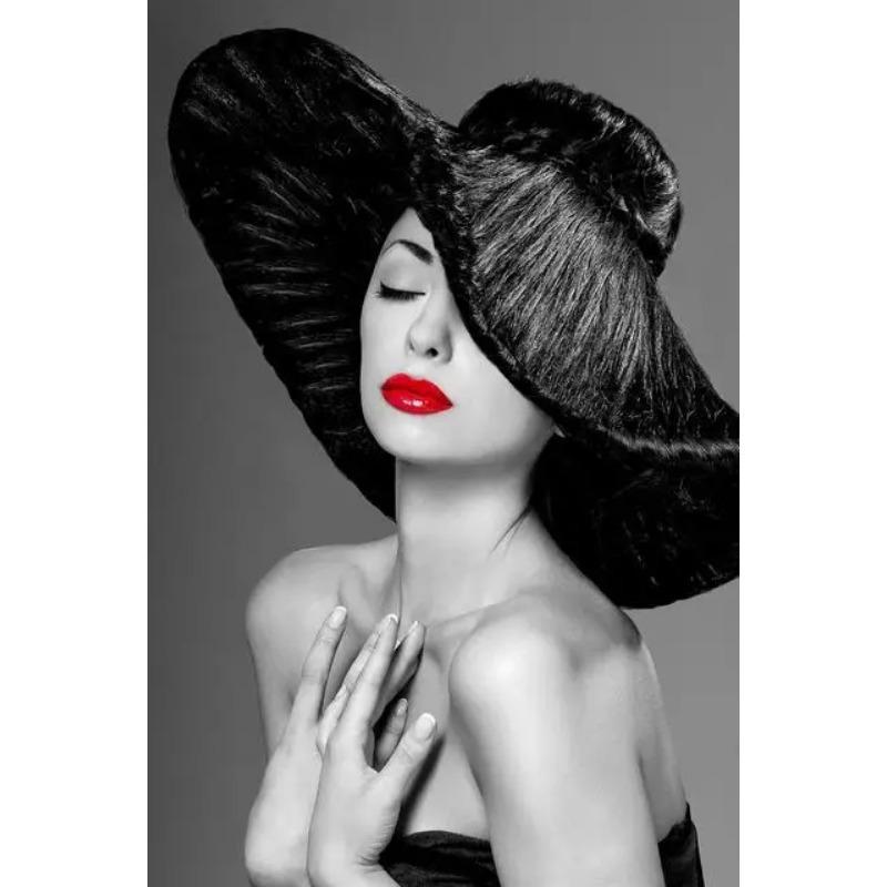 Black White Pictures For Living Room Elegant Red Lips Woman Poster And Print Modern Wall Art Canvas Painting Home Decor
