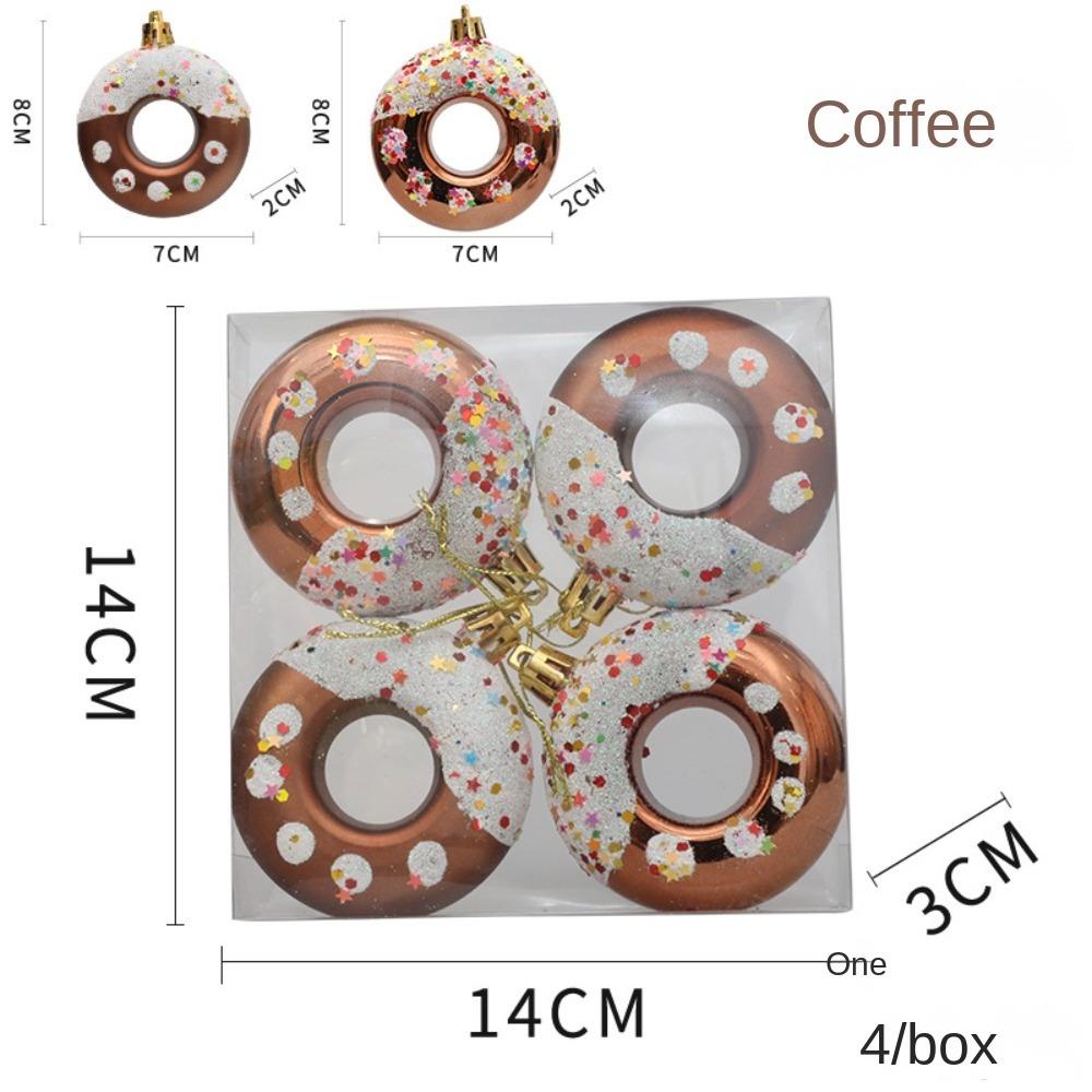 4pcs/Box Doughnut Christmas Tree Ornament Plastic Christmas Gift New Christmas Gifts Boxes Pendant