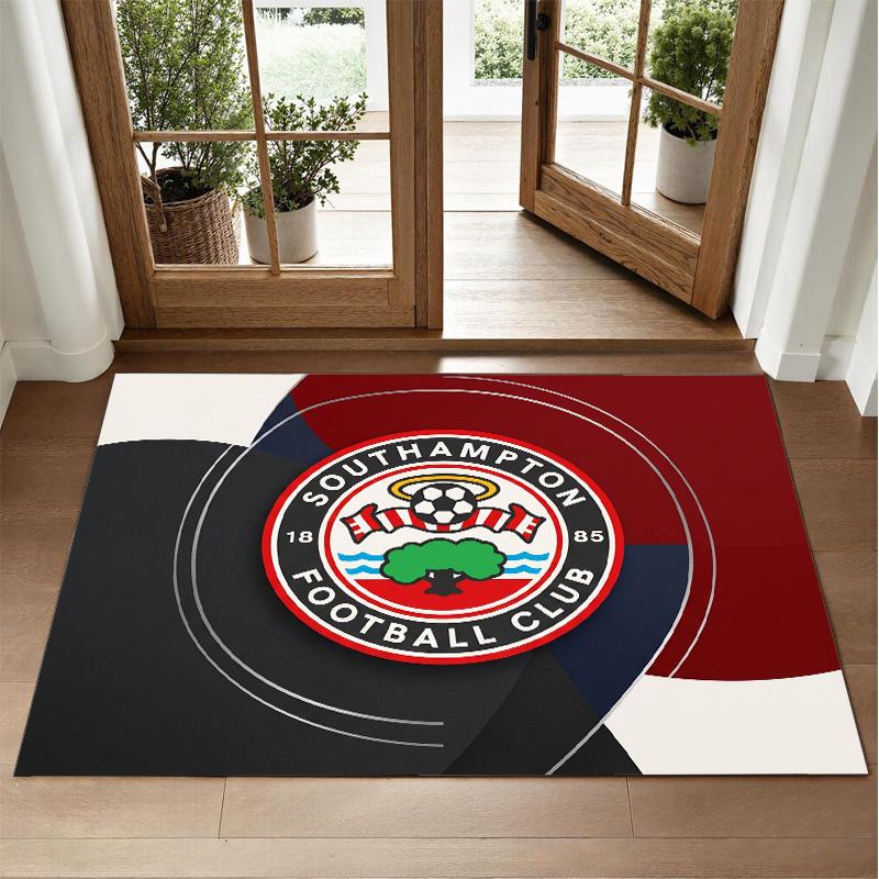 Southampton Football Design Crystal Velvet Rug Soft Decorative Mat for Bedroom Entrance