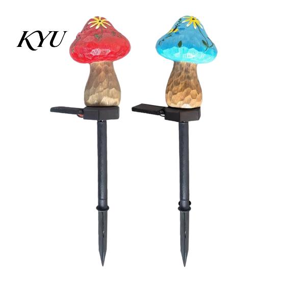 Warm LED Garden Decoration Solar Mushroom Stake Light, Resin Fairy Lamp with Tale Forest Decor Glow, Waterproof Outdoor Yard for Lawn Patio