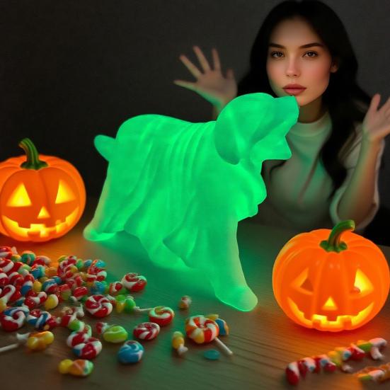 Ghost Dog Figurine Glow-in-the-dark Halloween Dog Ghost Statue Spooky Dog