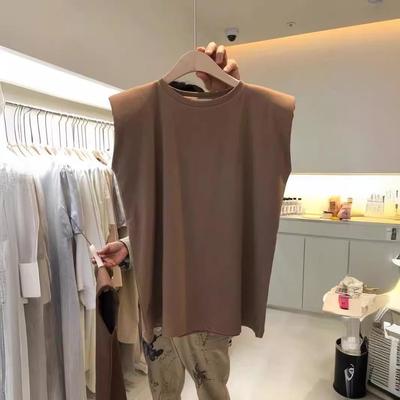 Solid Color Women's Sleeveless Round Neck Casual Vest for Summer - Loose Fit, Korean Style Fashion