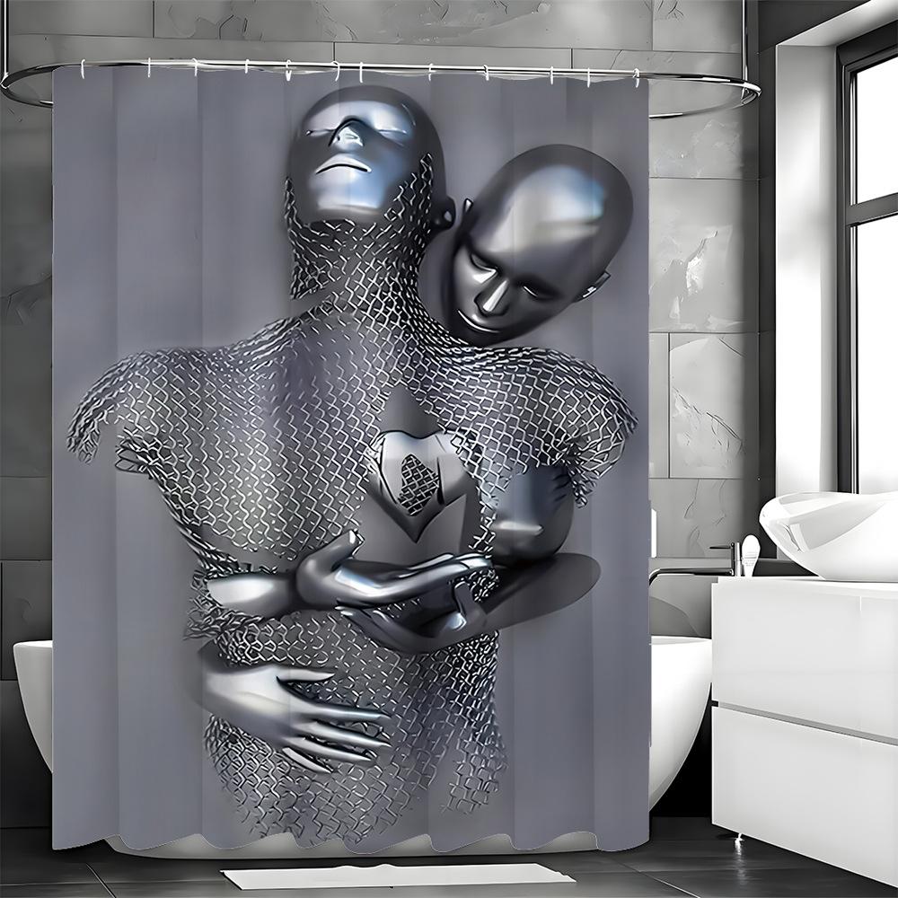 

Creative Abstract Ironman Love Shower Curtain Washable Dirt-Resistant Shower Head Waterproof Polyester Bath Multiple Sizes W60H190(CM)-1 Pcs