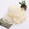 Summer Organza Fashion Hat Women'S Temperament Flower Seaside Sun Protection Sun Hat Foldable Sun Hat