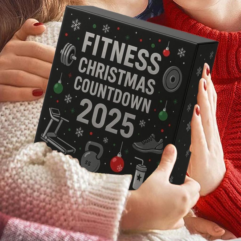 Fitness Gear Christmas Countdown Calendar - 2D Acrylic 24 Days Advent Ornament for Winter Holiday Party Decor, Home Gym, Window