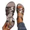 New Large-sized Flat Sandals for Women, Elastic Cross-band Beach Shoes for Women
