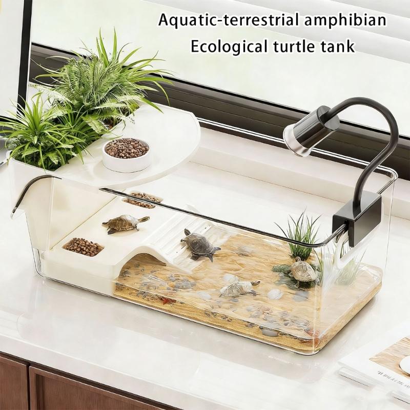 Turtles Enclosure Tanks With Layered Platforms Cave Wetland Simulation And 360 Degree Visibilities For Reptiles Pet