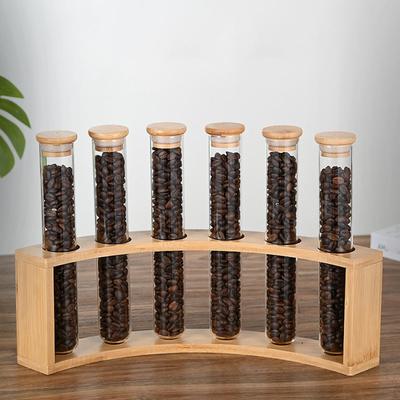 Tubes de Stockage pour Grains de Café Bouteille pour Grains Support en Bois Bonbons