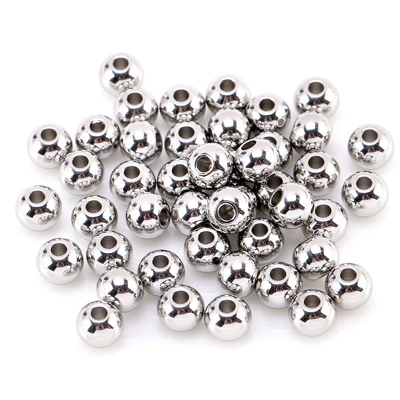 Original Gold Color Metal Spacer Beads 304 Stainless Steel Smooth Round Loose Beads