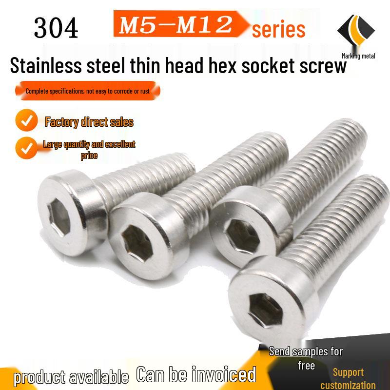 Thin Head Hex Socket Bolt, Stainless Steel 304 (M3-M6) for Photovoltaics