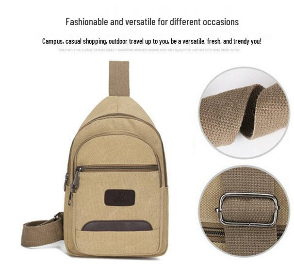 Men's Fashion Large Capacity Multi-functional Canvas Crossbody Chest Bag