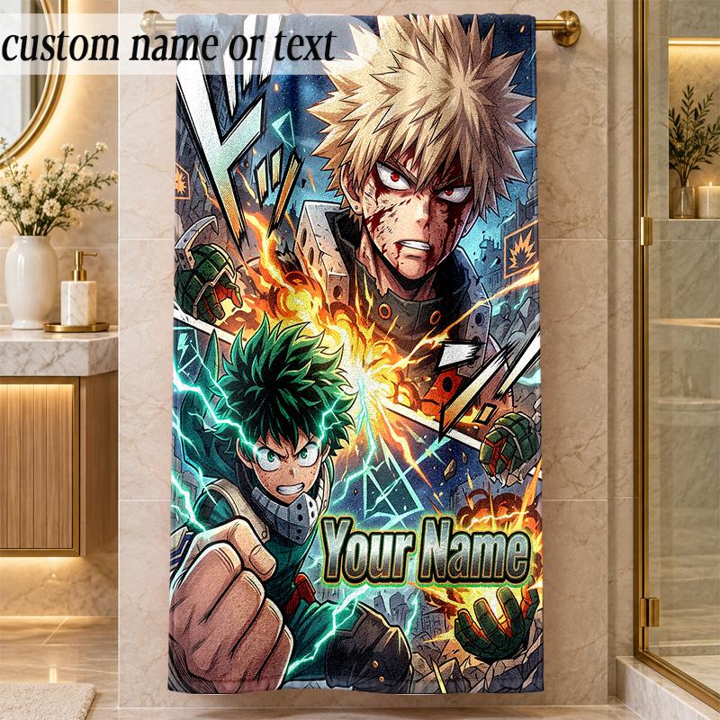 Beach TowelMy Hero Academia Custom Name Text Personalized Soft Towel for Beach Pool Indoor Home Decor Gift