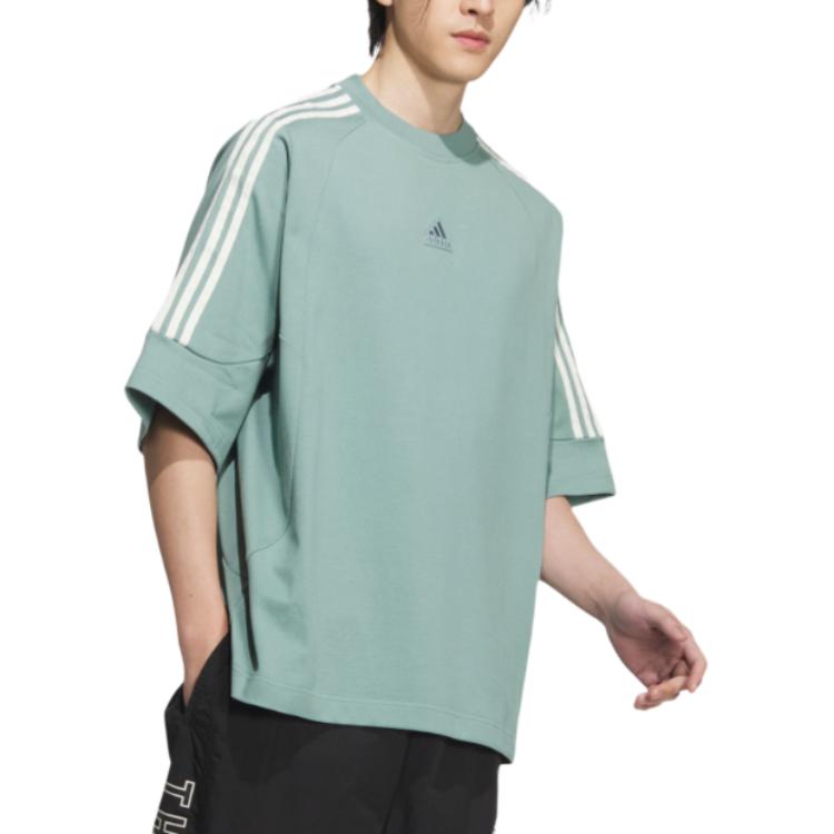 adidas Sport Casual Girocollo Pullover Logo Manica Corta T-Shirt Top Unisex Teal Grey JI6645