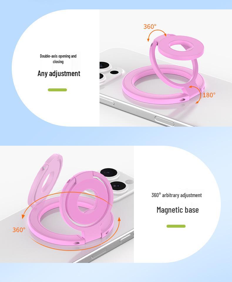 Double-Sided Magnetic Finger Ring Phone Holder: Foldable, Strong Grip, Multi-functional Stand.