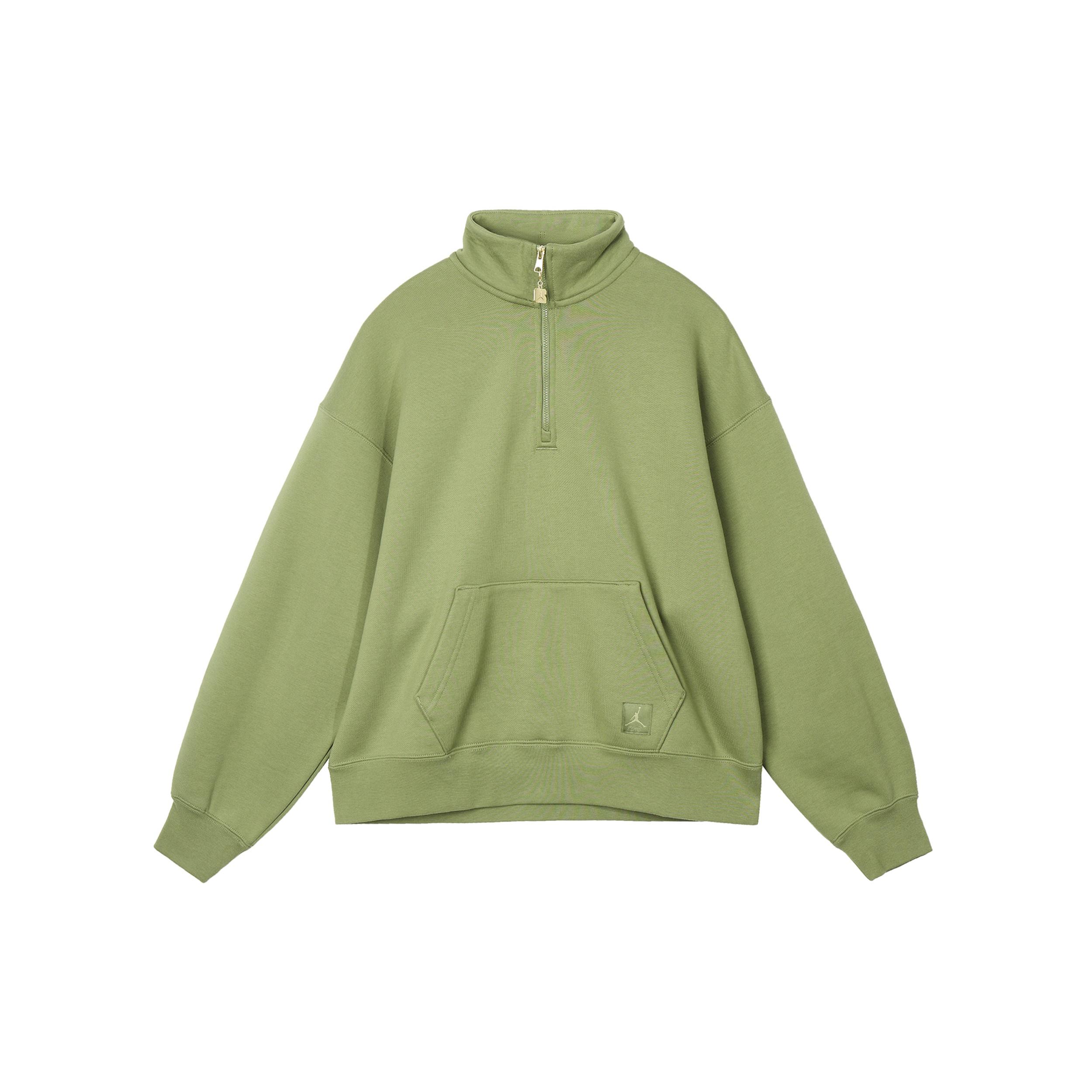 (WMNS) Air Jordan Flight Fleece 1/4 Zip Top  Sky J Light Olive  Women s FD7222-340 M